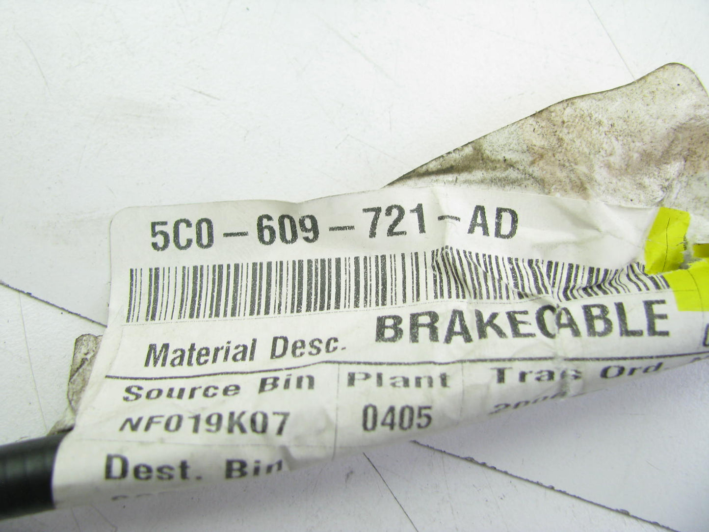 NEW - OEM VW Audi 5C0-609-721-AD Rear Right Parking Brake Cable 2012 Beetle