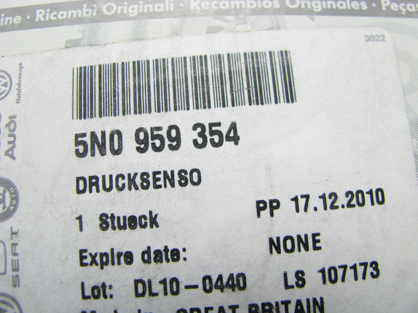 NEW - OEM VW Audi 5N0959354 Front Door Side Impact Sensor