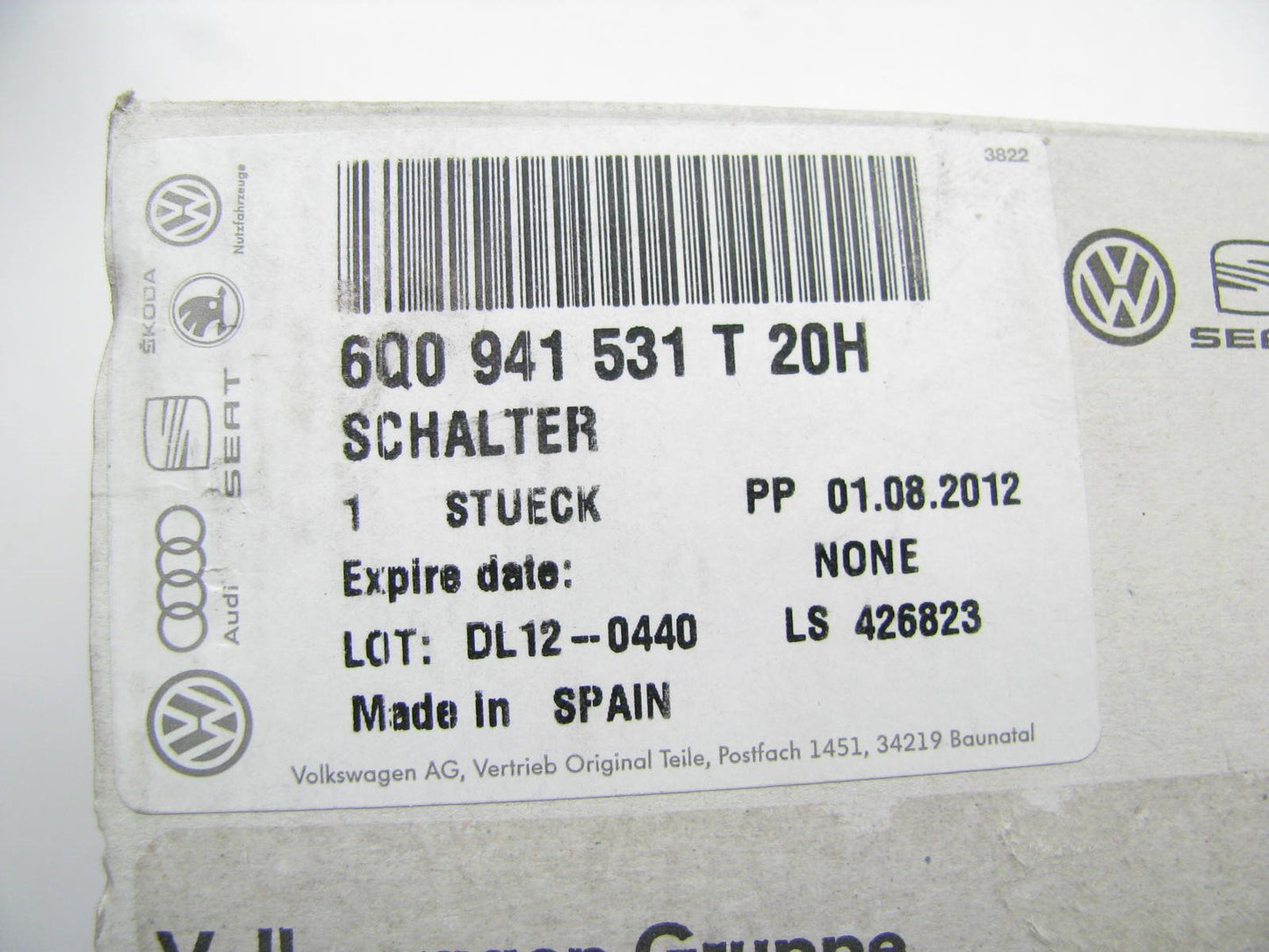 NEW - OEM GENUINE Head Lamp Headlight Switch - 2009-2010 VW Beetle 6Q0941531T20H
