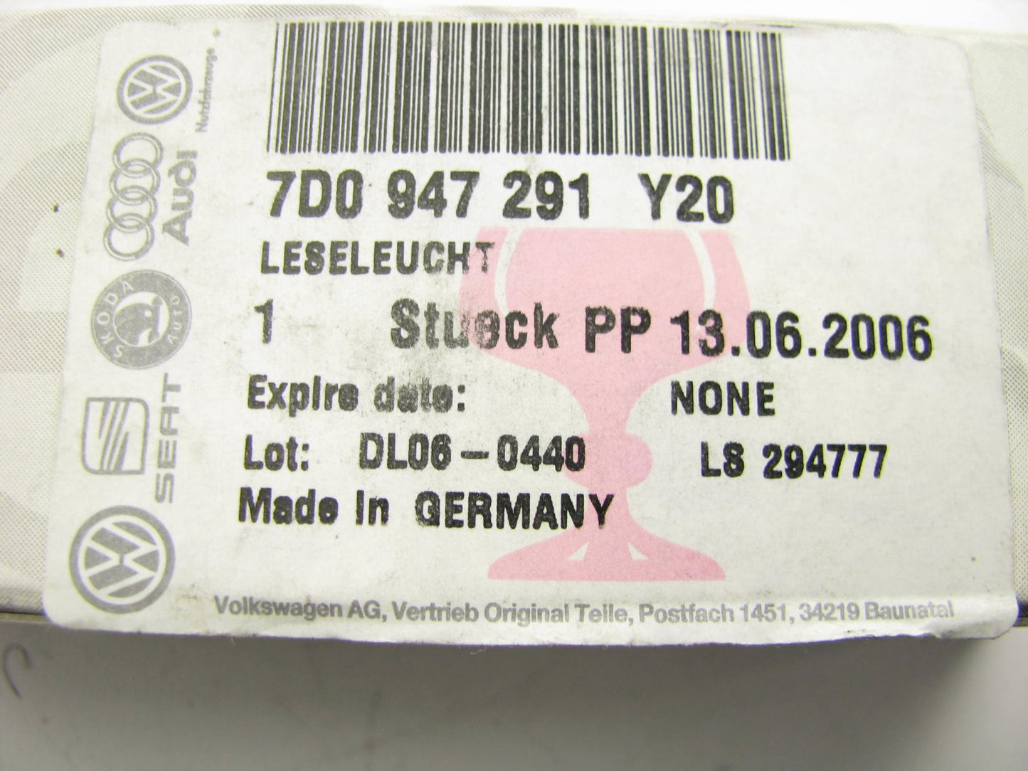 New OEM 2nd Row Seat Dome Map Lamp Light GRAY For 99-04 VW EuroVan 7D0947291Y20
