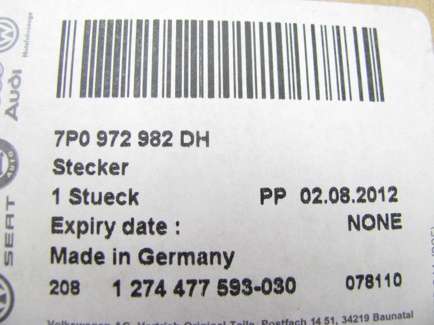 NEW - OEM VW Audi 7P0972982DH Drive Motor Battery Pack Connector 13-16 Q5 Hybrid