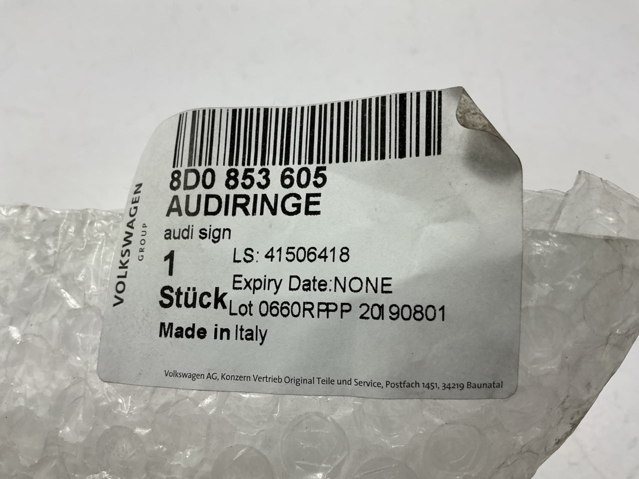 NEW OEM Original Audi Rings Front Grille Badge Emblem Chrome - 8D0853605