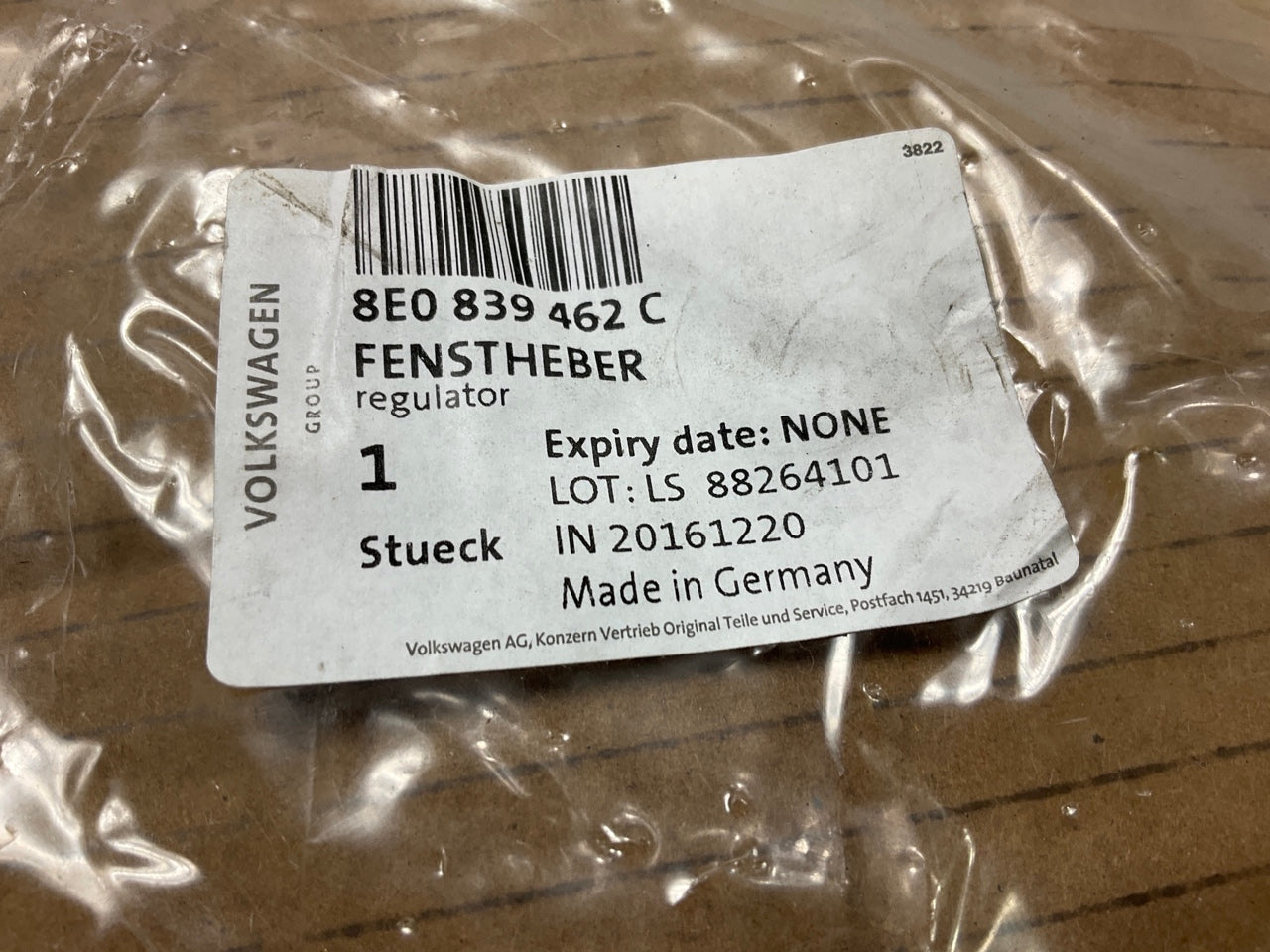 NEW GENUINE Rear Right Passengers Side Window Regulator OEM Audi # 8E0839462C