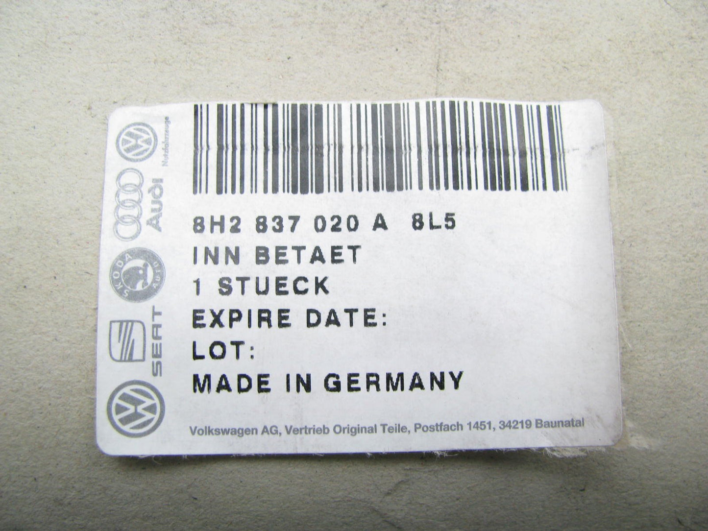 New OEM Front Right Inside Door Handle BEIGE For 03-09 Audi A4, S4 8H2837020A8L5