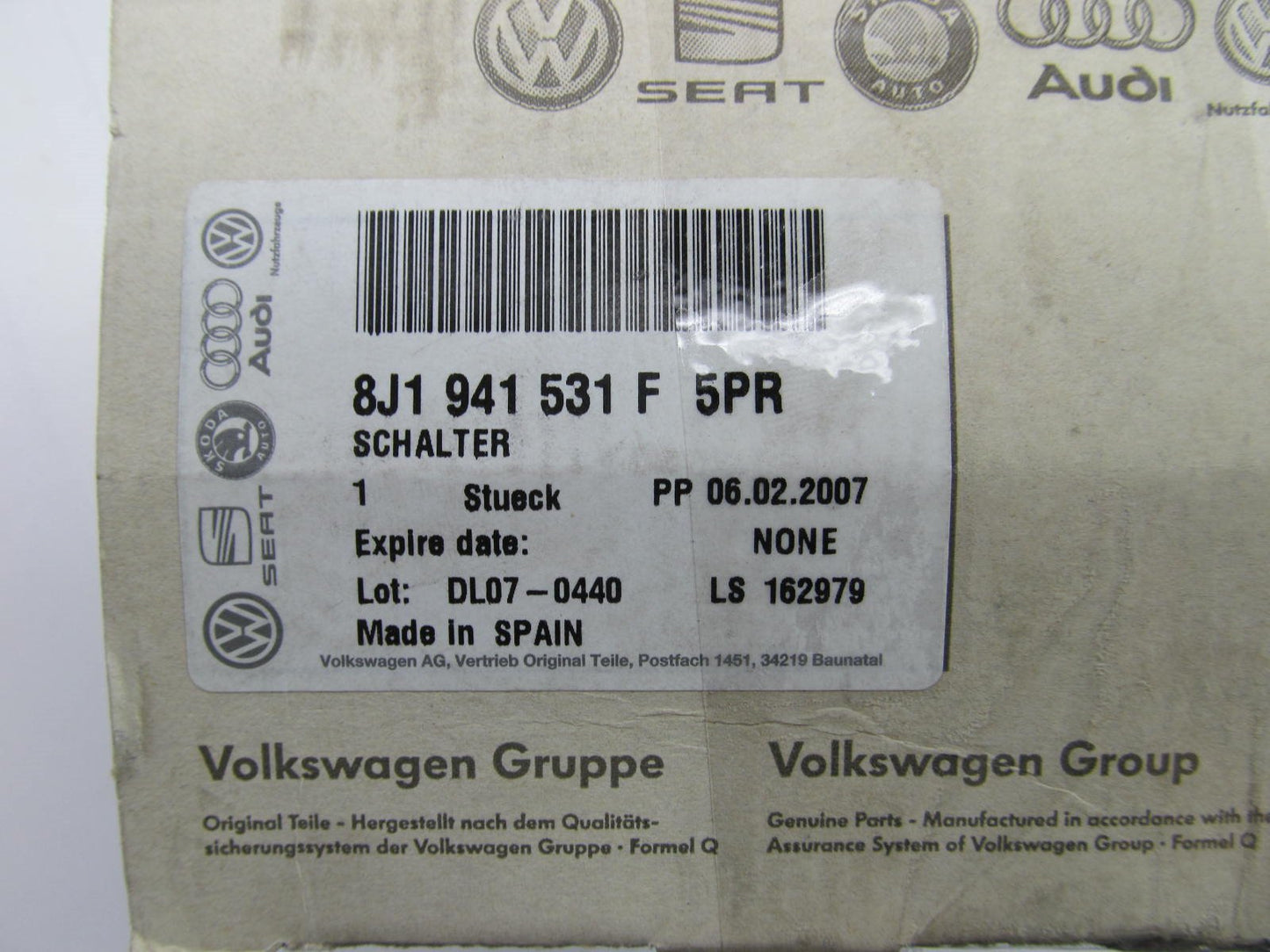 NEW - OEM Audi 8J1941531F5PR Headlight Headlamp Switch