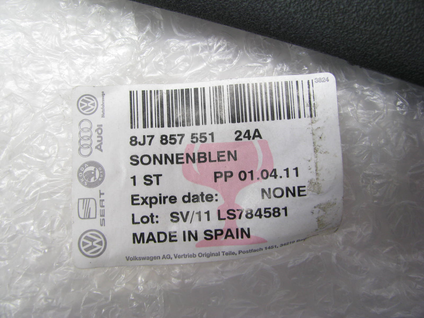 NEW - OEM LHD 8J7857551-24 Drivers Sun Visor For Audi TT