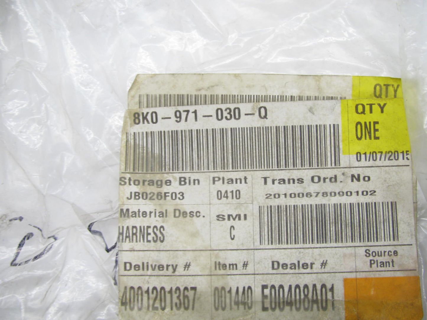 NEW GENUINE OEM Vw Audi 8K0971030Q FRONT RIGHT Door Wire Harness