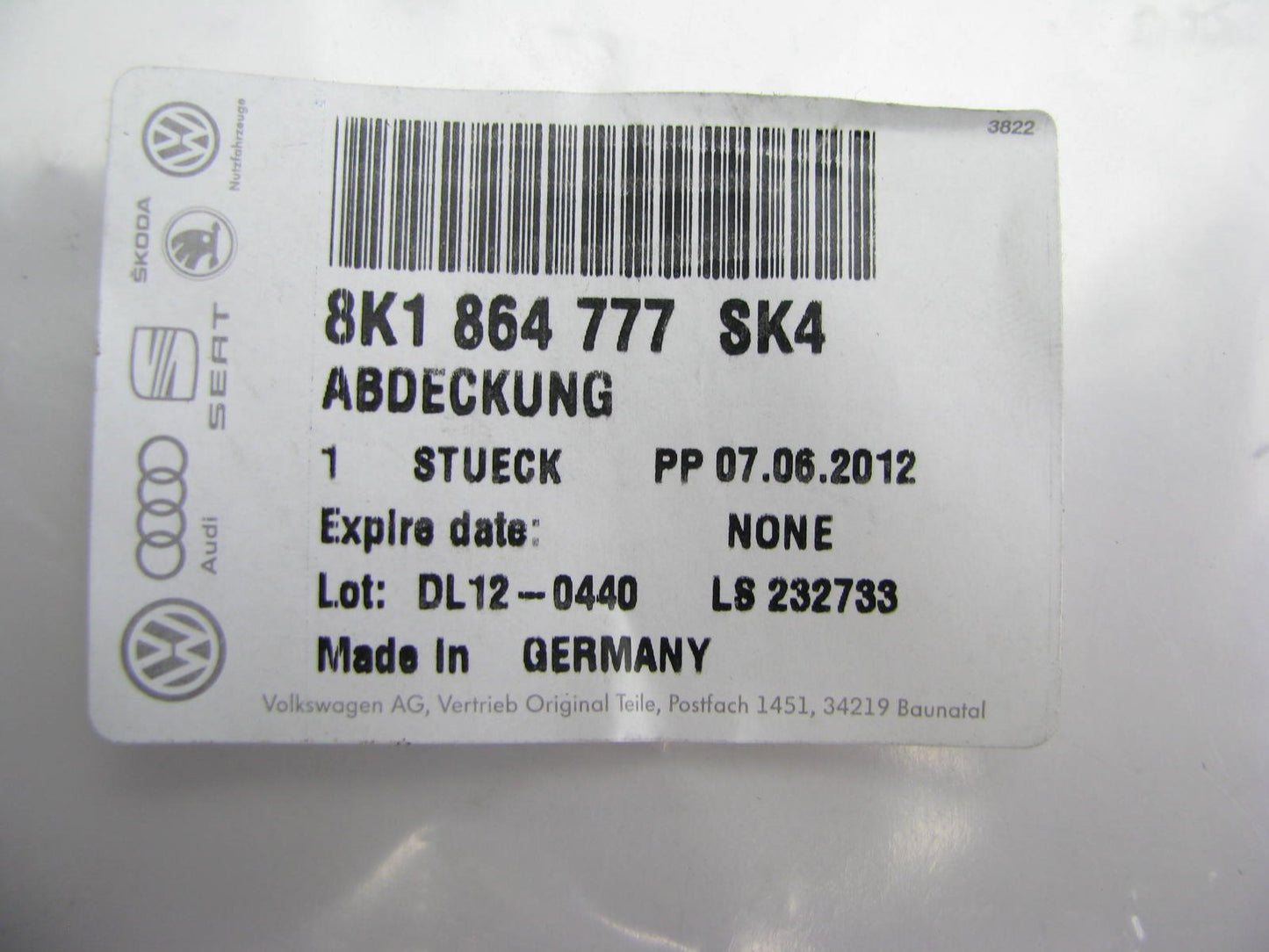 New Genuine Foot Rest Cover Cap OEM For Audi 8K1864777SK4