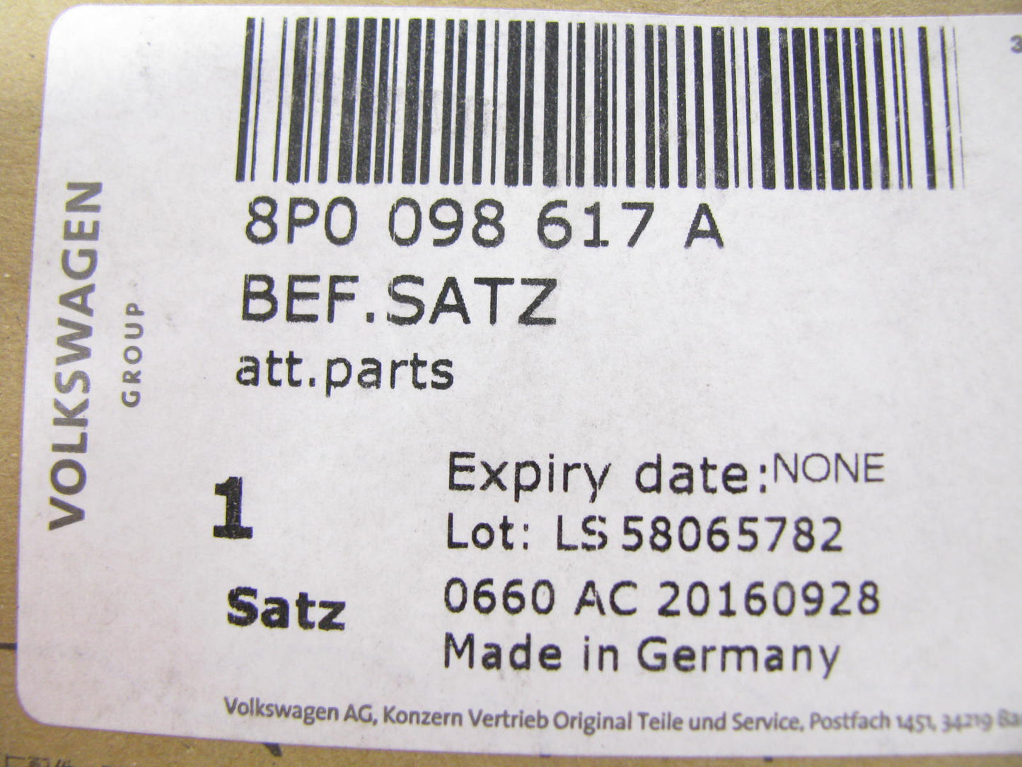 NEW - OEM 8P0098617A Trunk Lid Attacment Parts For 2005-2013 Audi A3 S3