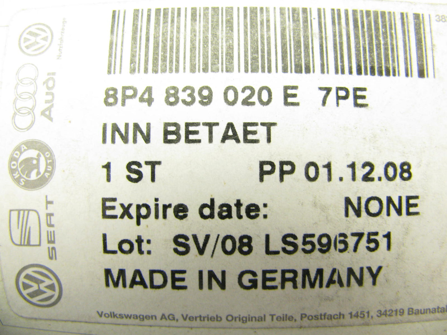 New Genuine Right Interior Door Handle For Audi A3 2006-13 8P4839020E7PE