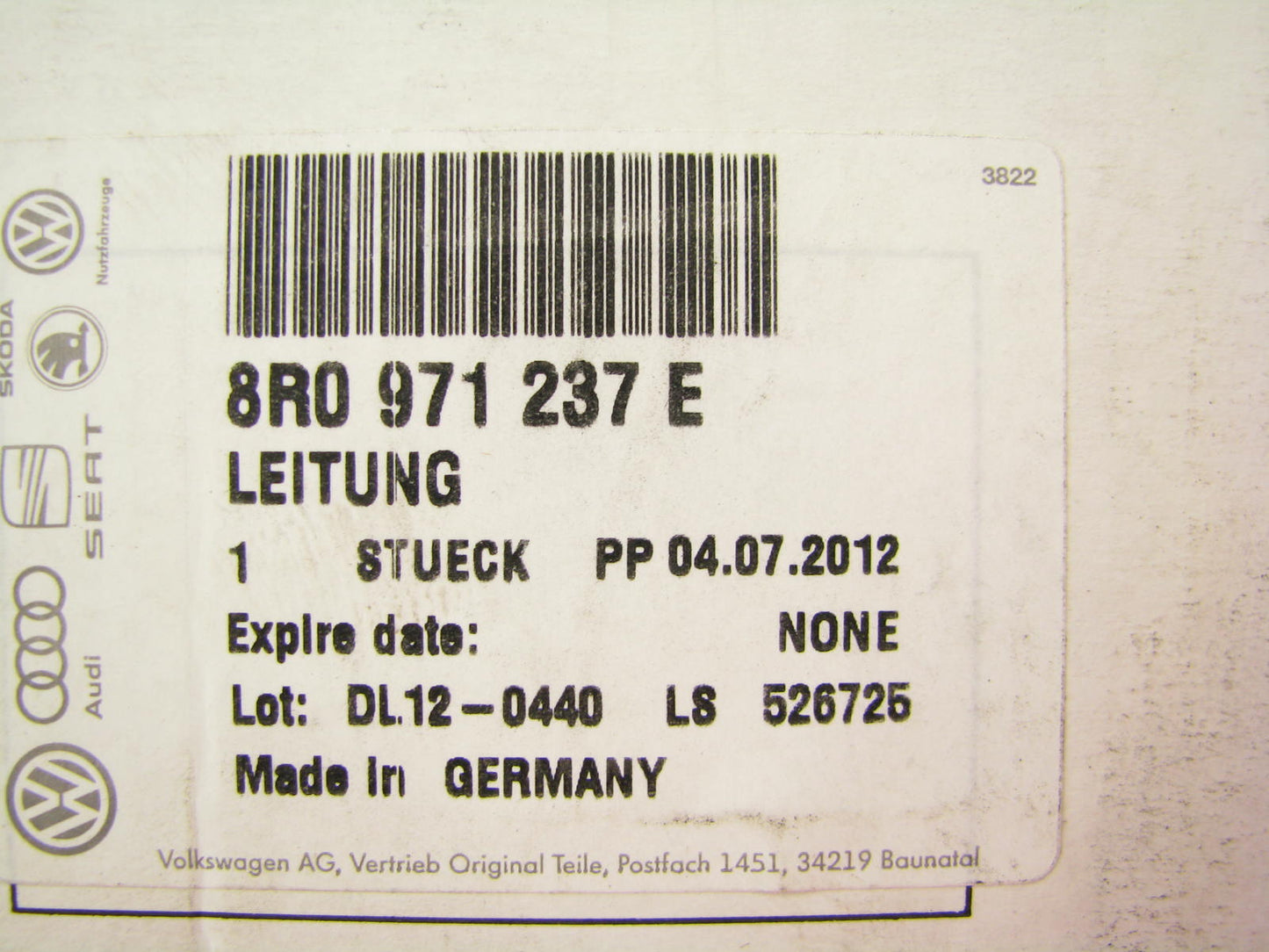 NEW - OEM VW Audi 8R0971237E Battery Ground Cable 2014-2015 Q5 3.0L Diesel