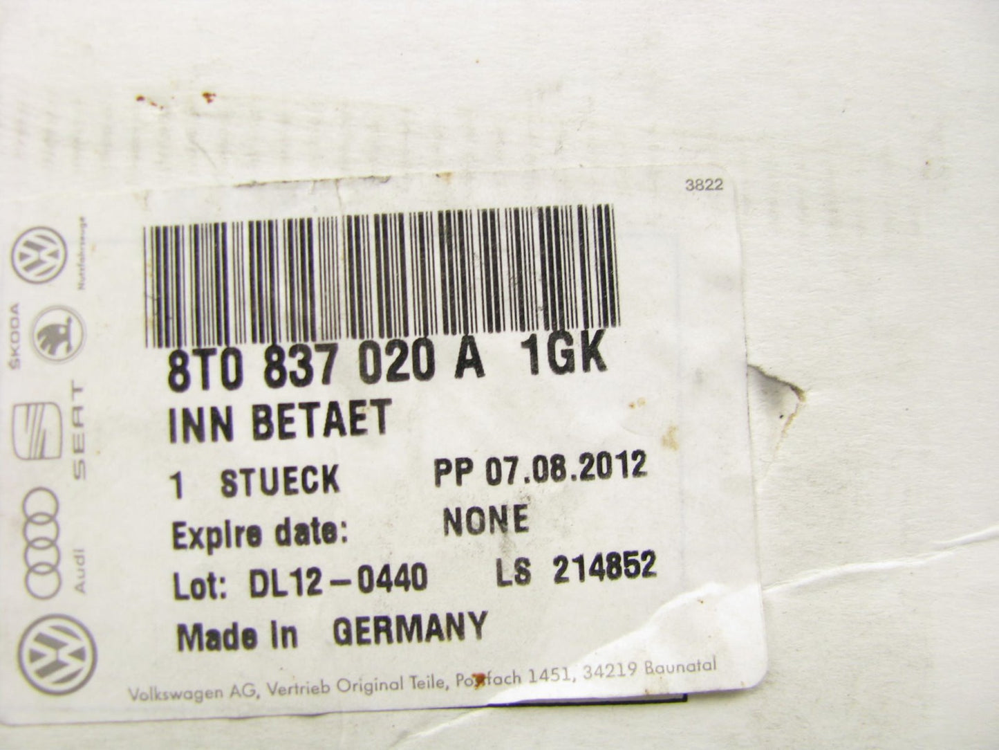 New OEM Front Right Passenger Interior Door Handle BEIGE 10-12 Audi A5, 08-12 S5