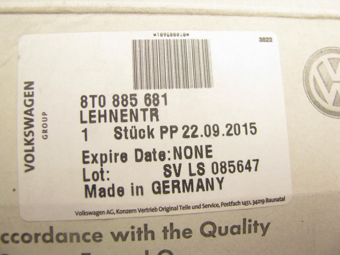 NEW - OEM VW Audi 8T0885681 Rear Left Folding Seat Latch Release Handle