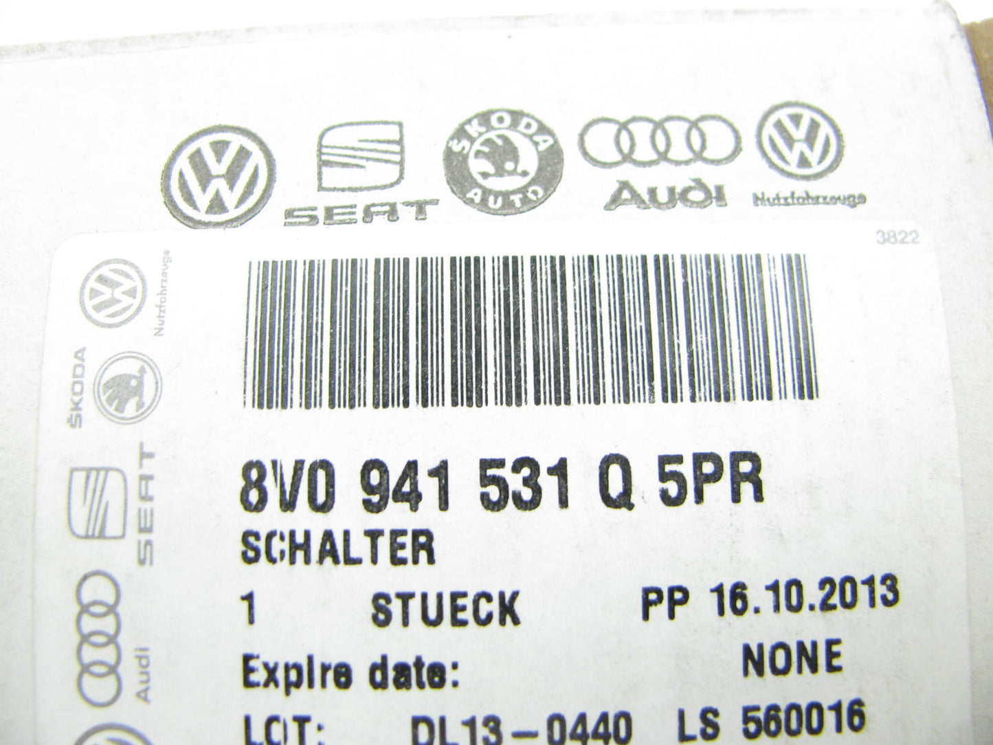 NEW - OEM VW Audi 8V0941531Q5PR Headlamp Headlight Switch 2015-2017 A3