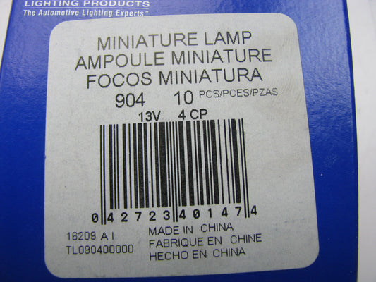 (10) Wagner 904 Minature Light Bulb - Wedge T5 5/8 13.5V 9.32 Watt