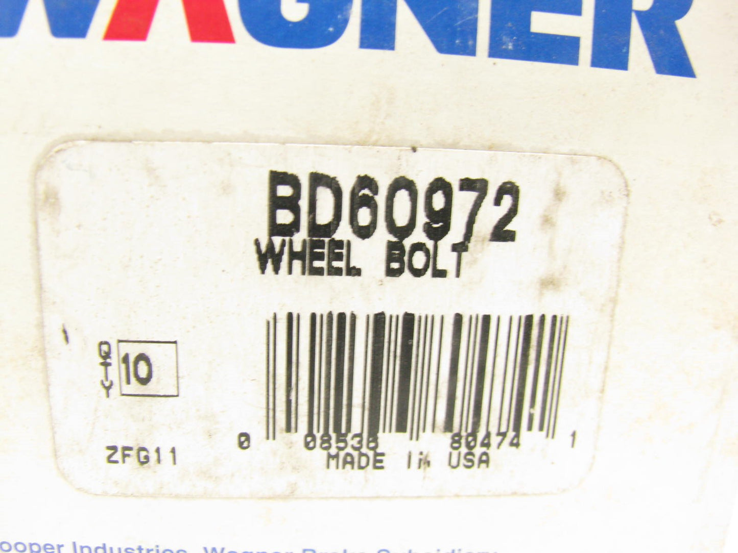 (10) Wagner BD60972 Wheel Lug Bolts - Rear Right