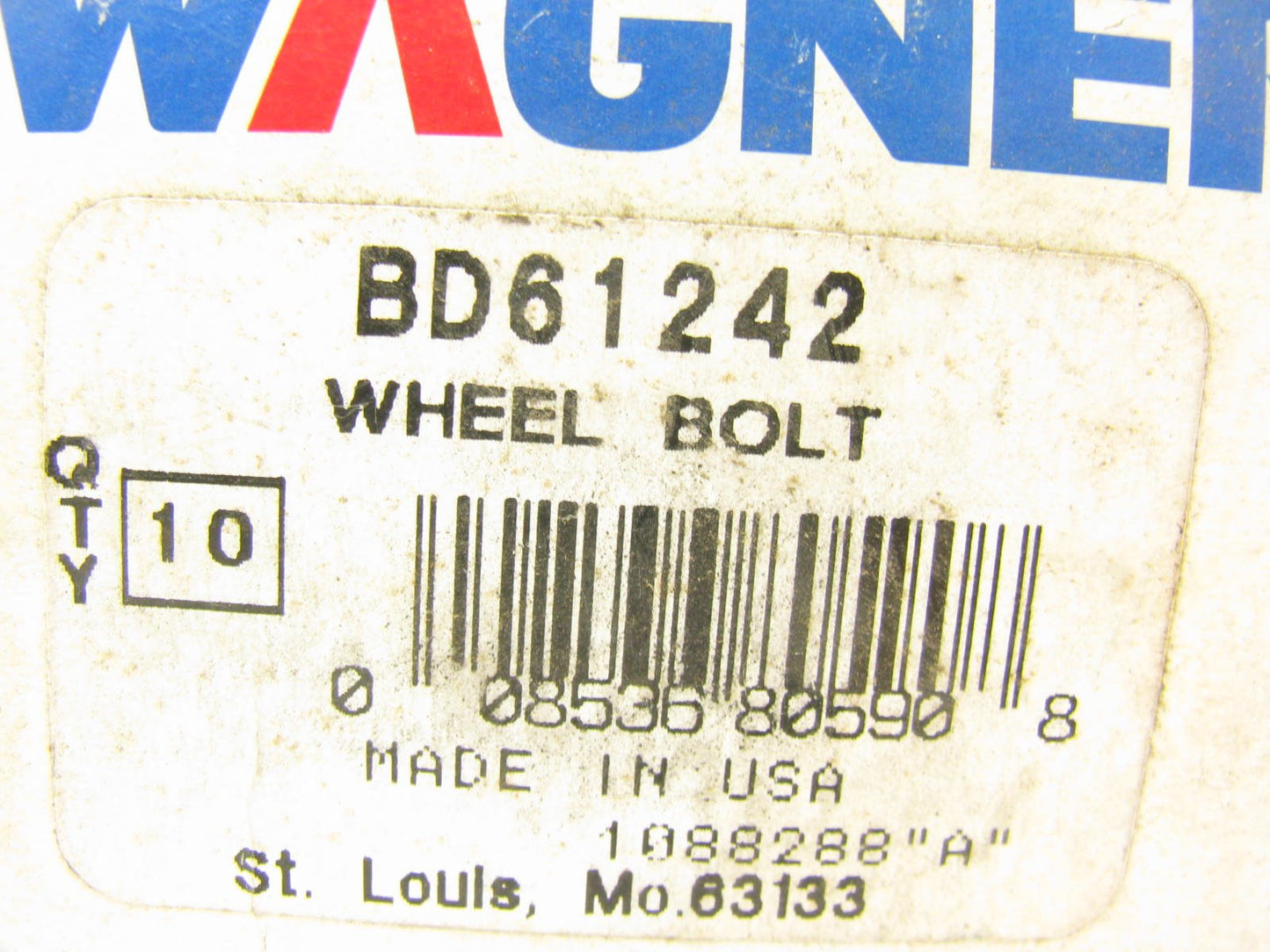 (10) Wagner BD61242 Wheel Lug Bolts - Front / Rear