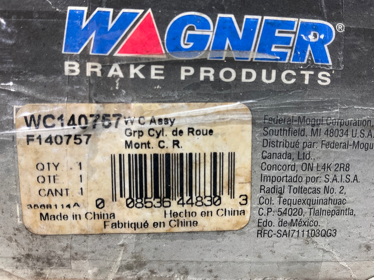 Wagner F140757 Rear Right Forward Drum Brake Wheel Cylinder 134.76019