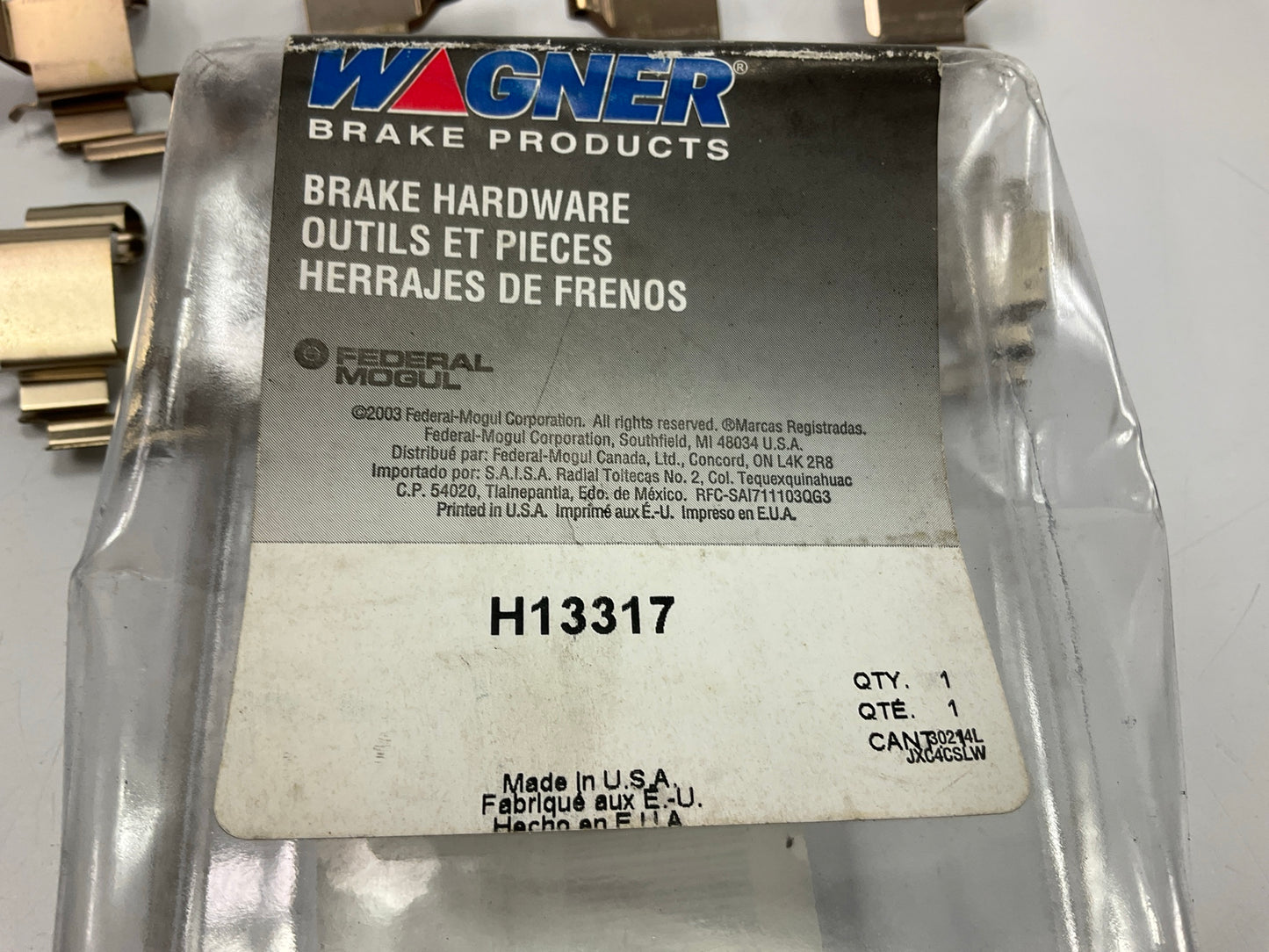 Wagner H13317 Front Disc Brake Hardware Kit For 1994-1995 Honda Civic