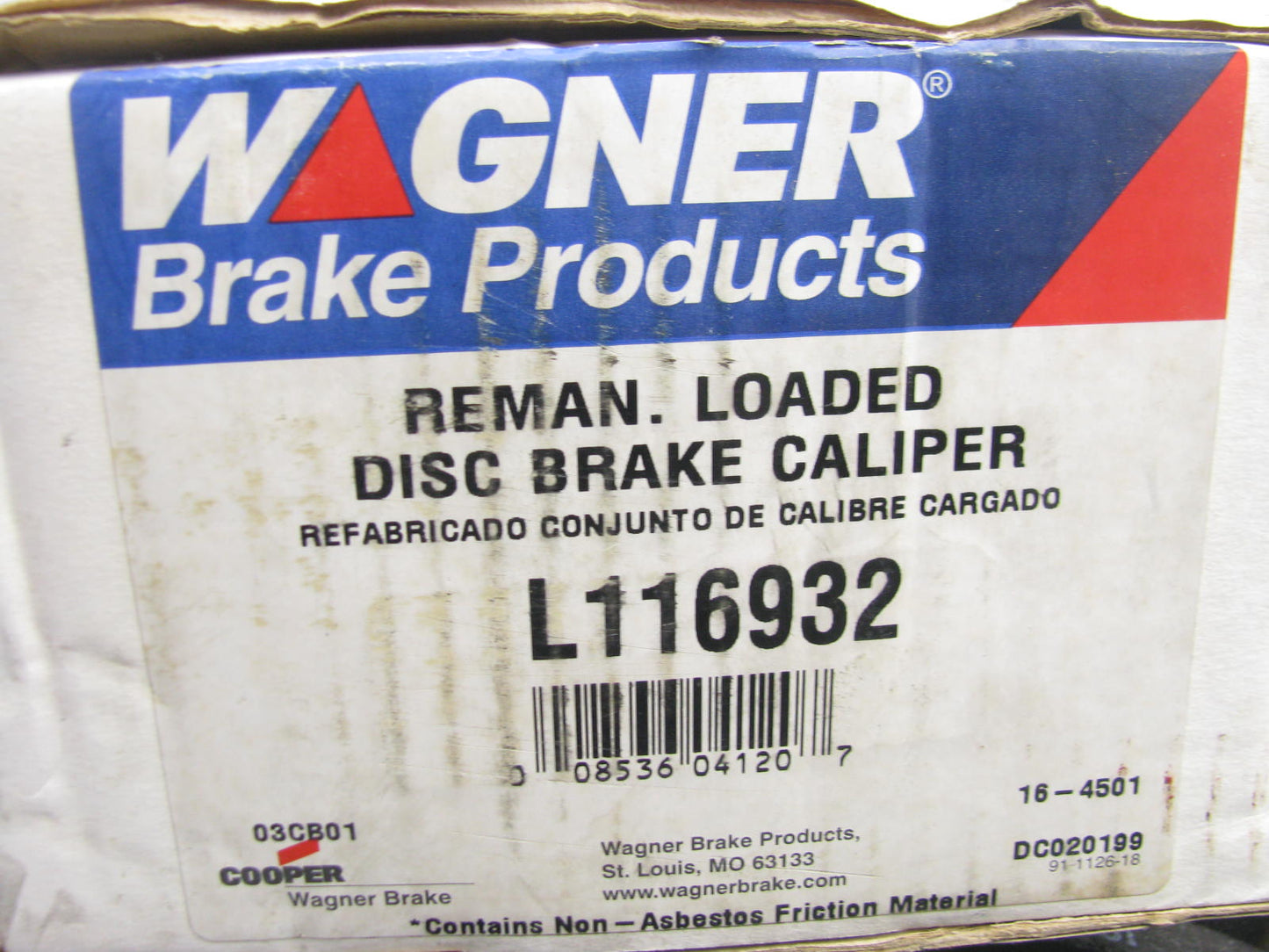 Wagner L116932 Remanufacured Disc Brake Caliper - Front Right