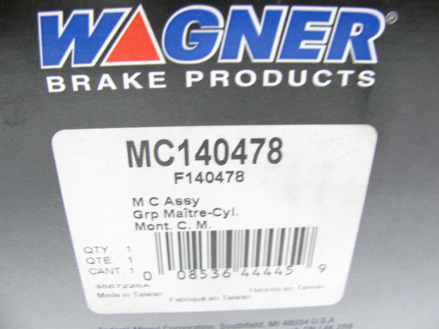 Wagner MC140478 Brake Master Cylinder 1997-2002 Ford E150 Econoline 1 1/8 Bore