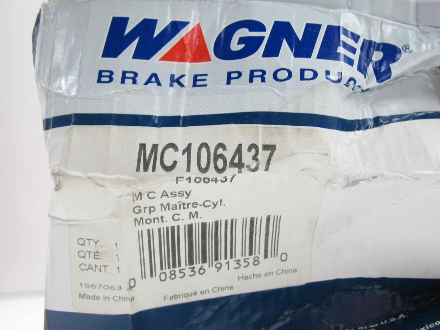Wagner MC106437 Brake Master Cylinder - W/ Vac Boost 1-1/4 Bore