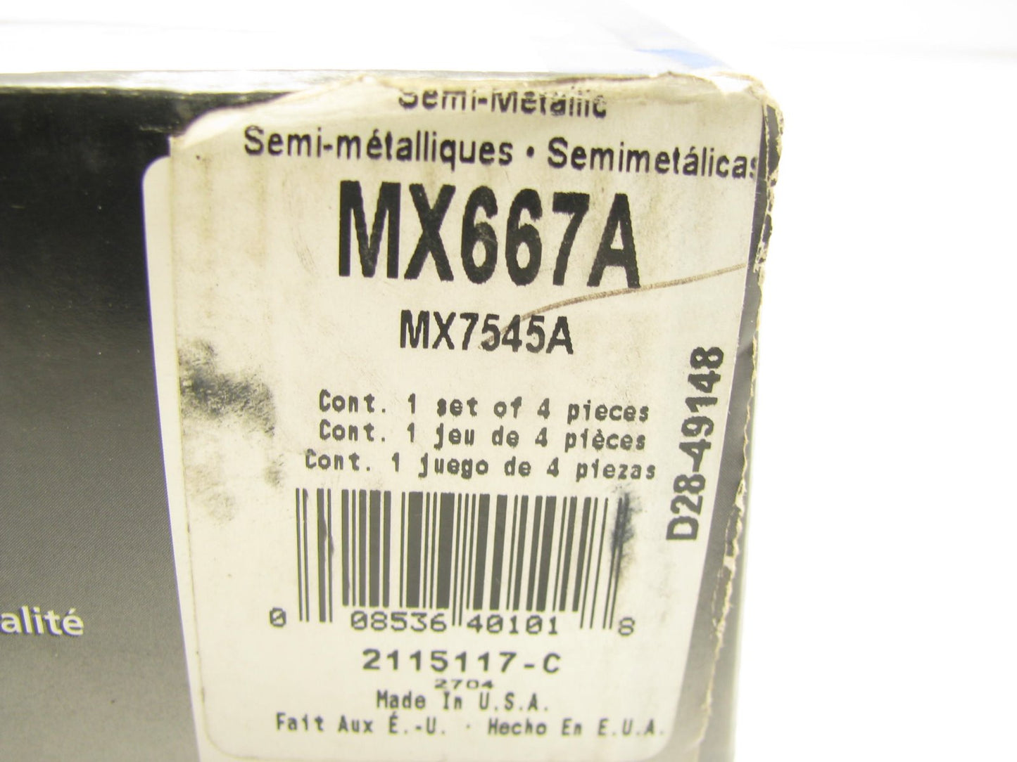 Wagner MX667A Rear Disc Brake Pad Set Replaces: MKD667 SGD667AM PGD667AM