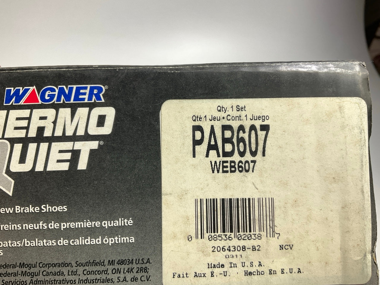 Wagner PAB607 ThermoQuiet Rear Brake Shoes
