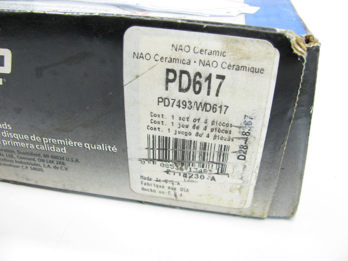 Wagner PD617 Front Ceramic ThermoQuiet Brake Pads - 94-01 Integra, 92-95 Civic