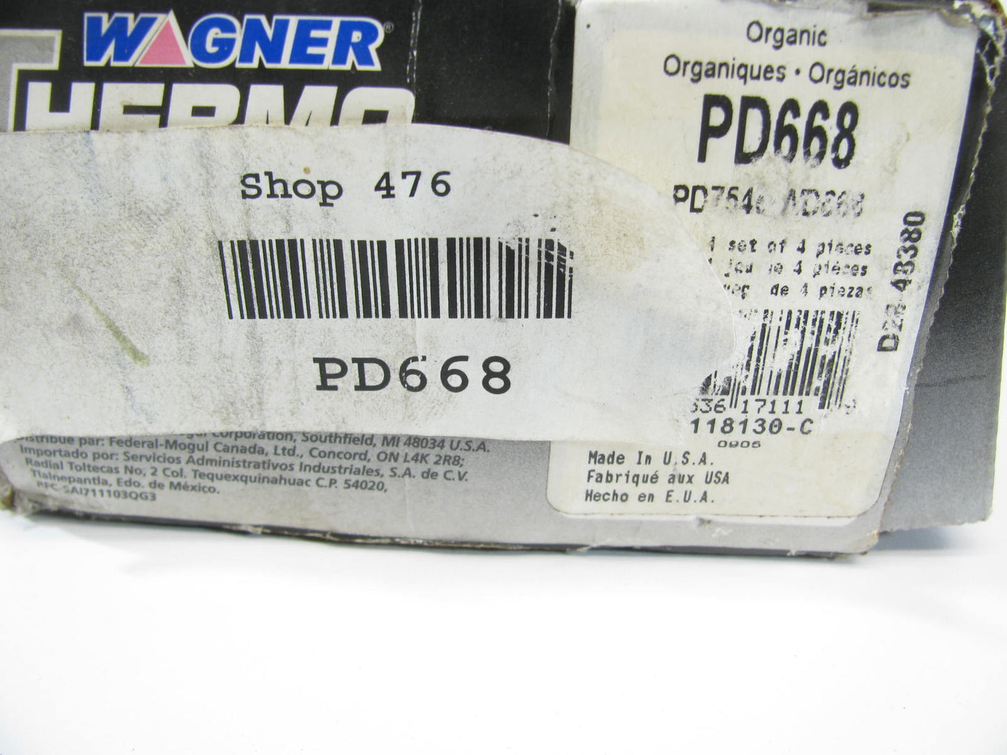Wagner PD668 Ceramic Front Disc Brake Pads For 1995-98 Nissan 200SX 95-99 Sentra