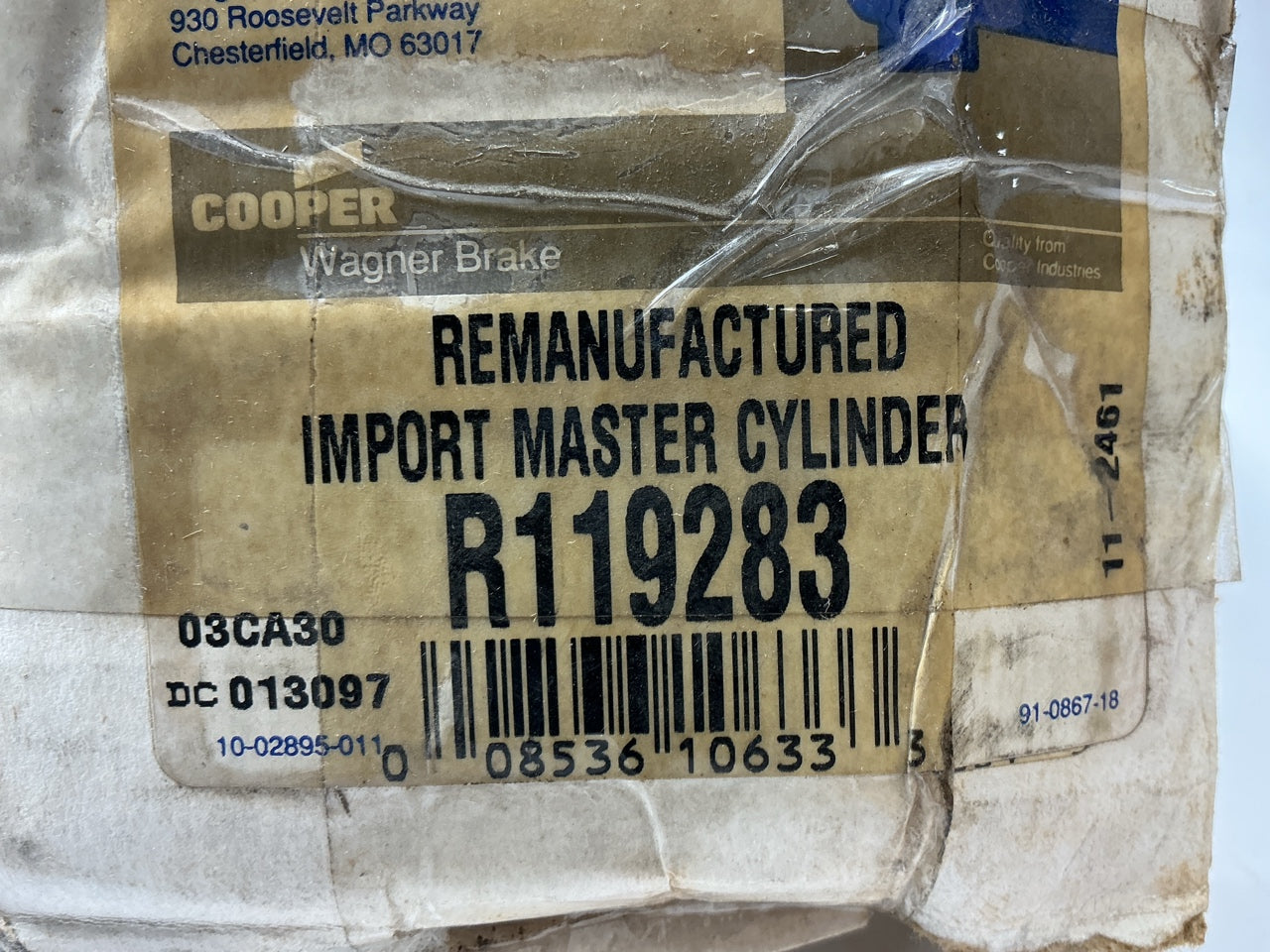 REMAN. WAGNER R119283 Brake Master Cylinder For 1989-1995 Mazda MPV
