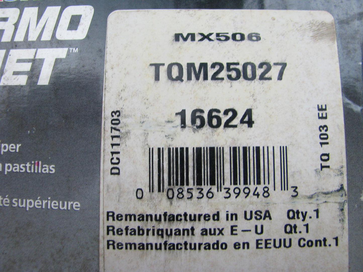 Reman. Wagner TQM25027 Front Right Side Brake Caliper With Brake Pads