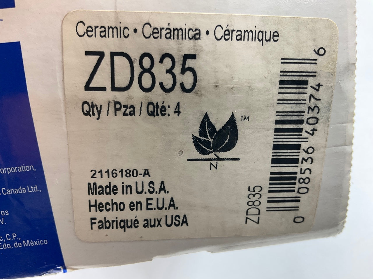 Wagner ZD835 Rear Disc Brake Pad Set For 00-01 Toyota Camry & 00-01 Lexus ES300