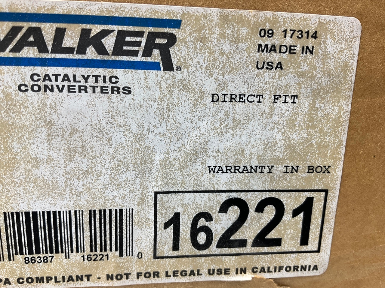 Walker 16221 EPA Compliant FRONT Catalytic Converter Tube Pipe