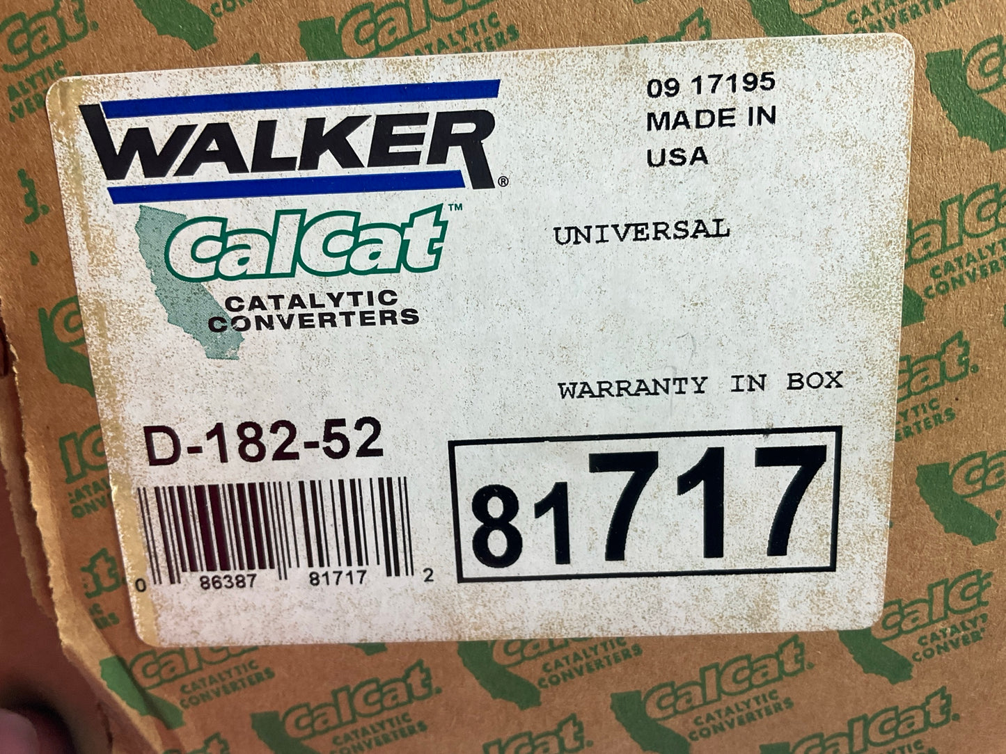 Walker 81717 CARB Universal Catalytic Converter, 2'' Inlet, 2'' Outet, 17.5'' Long