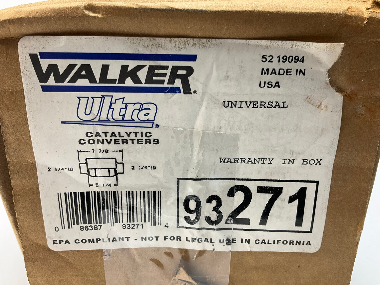 Walker 93271 Front Universal Catalytic Converter 2.25'' ID/ OD