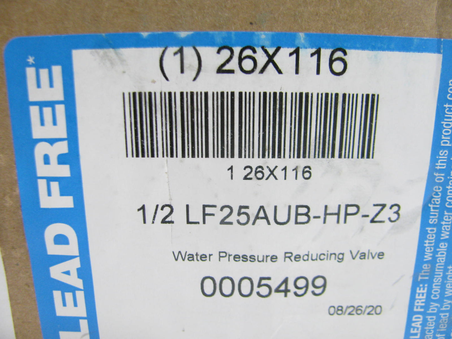 WATTS 26X116 Adjustable Water Pressure Regulator Valve, 75-125 PSI