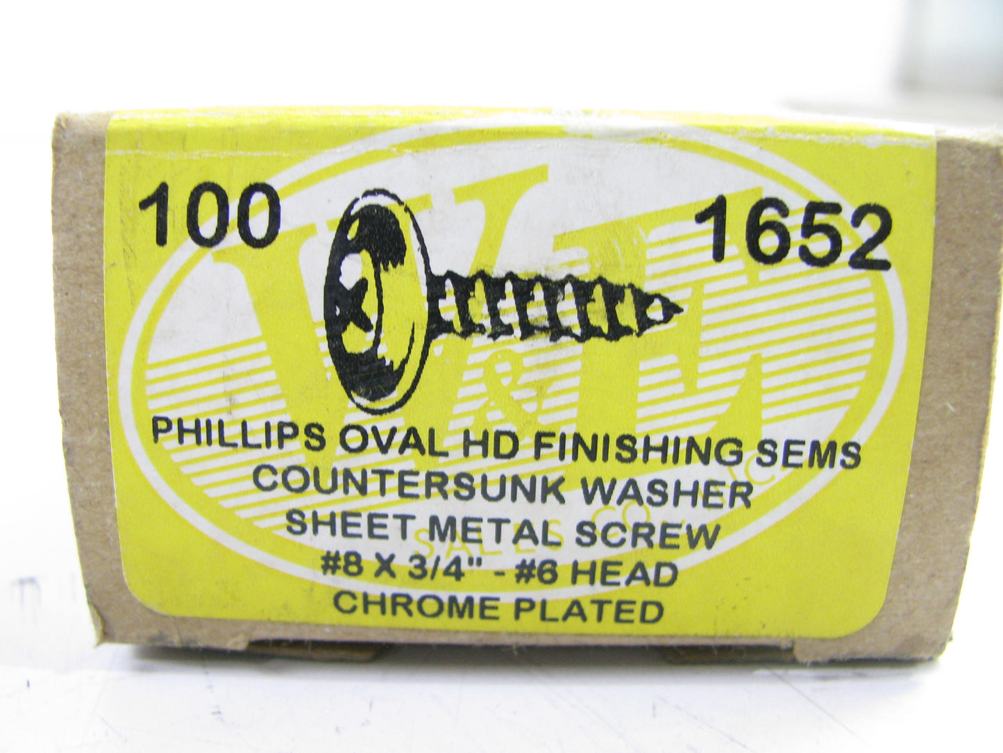 (100) WE 1652 #8 X 3/4'' PHILLIPS OVAL -AB METAL SCREWS-CHROME PLATED #6 Head