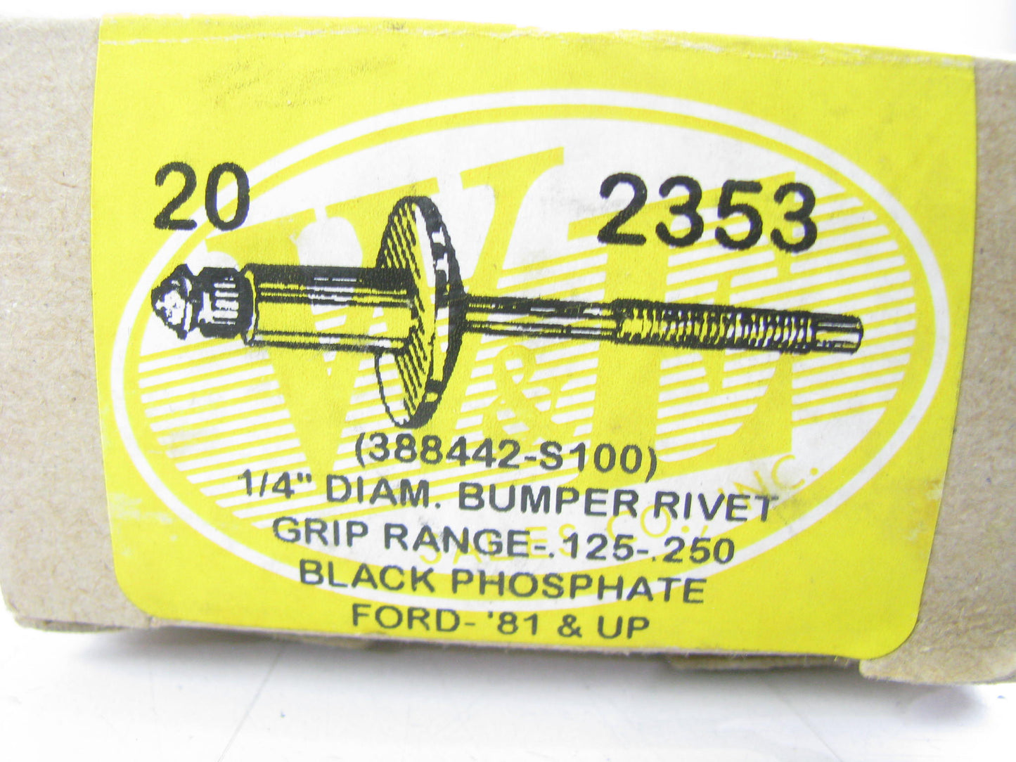 (20) WE 2353 1/4'' BUMPER RIVET Replaces Ford 388442-S100