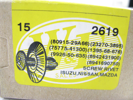 (15) WE 2619 Screw- Push-Type Retainer 20mm Head Diameter 9mm Length 6MM Hole