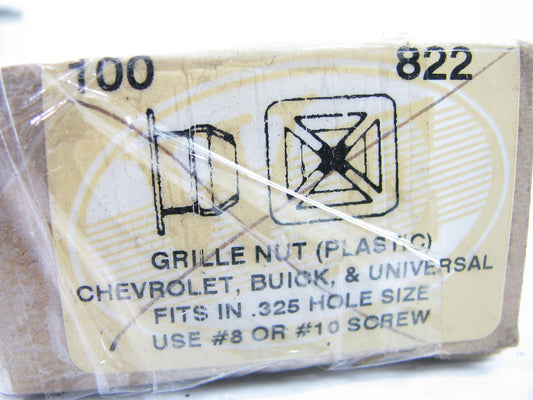 45 PCS - GRILLE NUT (PLASTIC) CHEVY, BUICK .325'' Hole Size, For #8 Or # 10 Screw