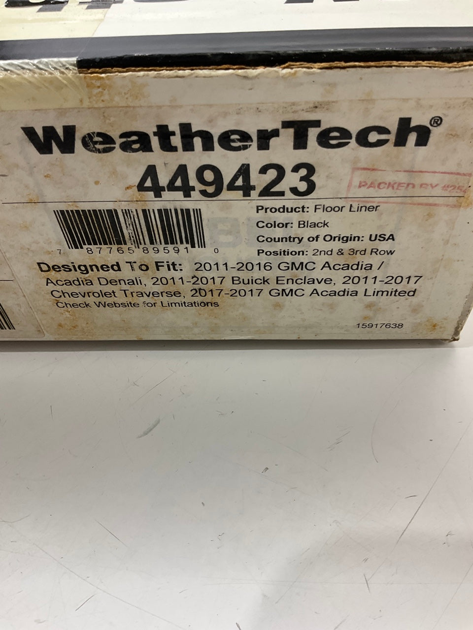 DIRECT FIT - 449423 Rear Second & Third Row Rubber Floor Liner Mat - BLACK