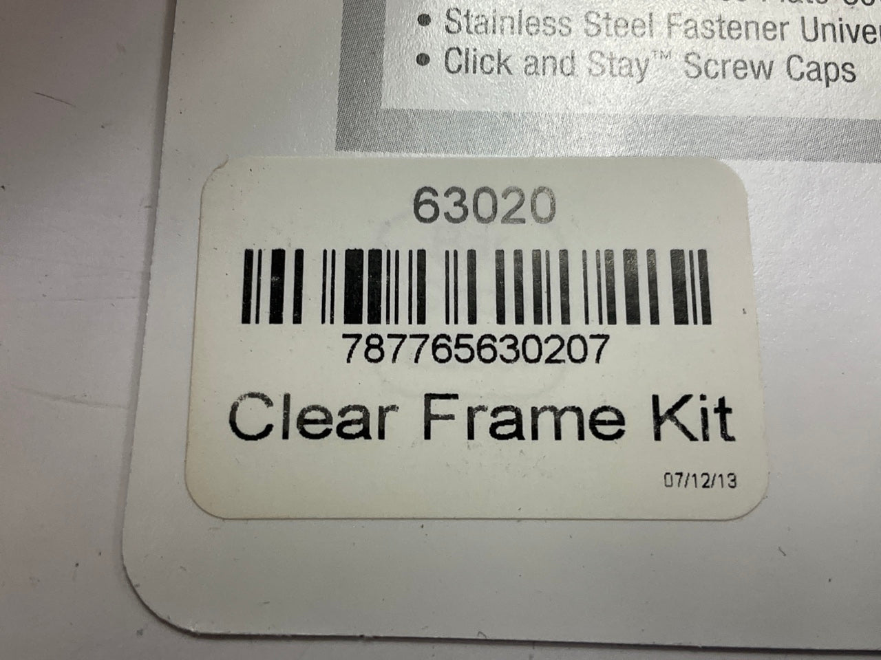 63020 ClearFrame License Plate Frame, Comes With Stainless Steel Hardware