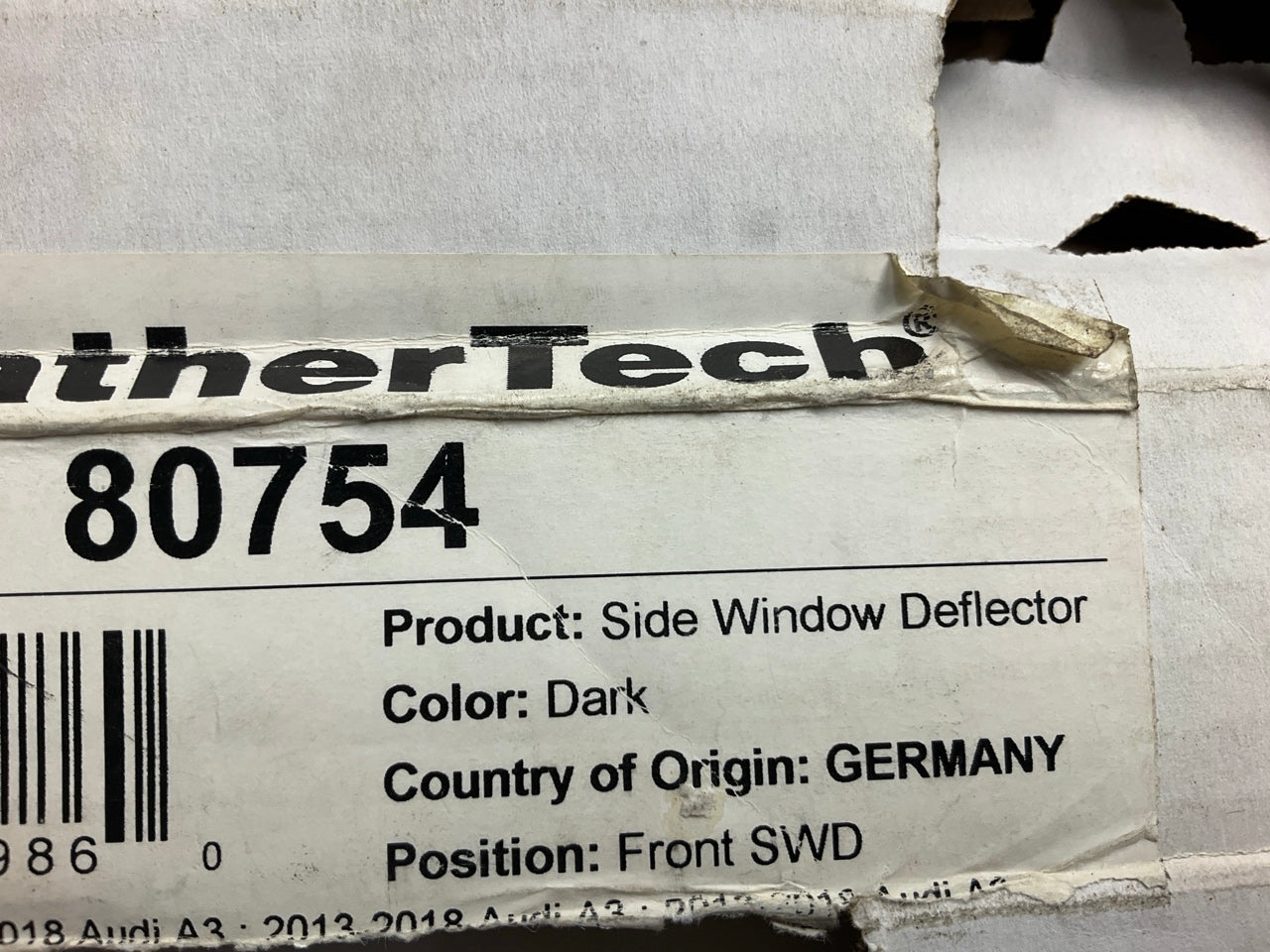 NEW - 80754 FRONT Side Window Deflector DARK TINT 15-20 Audi A3, 17-20 RS3 S3