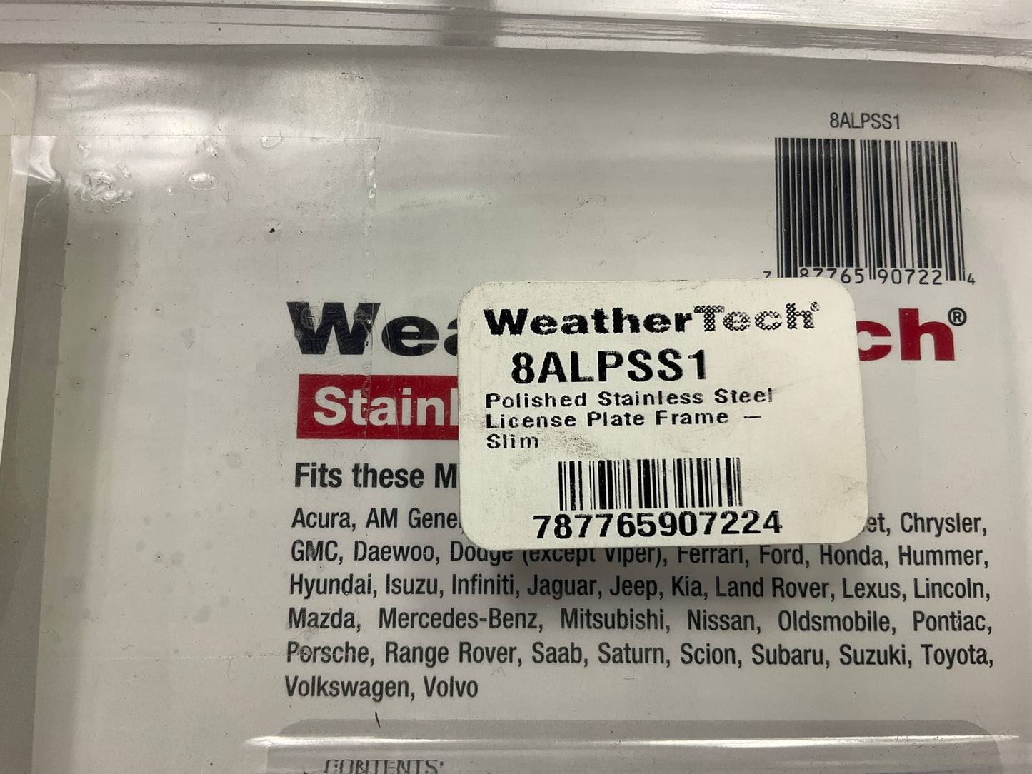 TechWeather 8ALPSS1 Stainless Steel License Plate Frame - Mirror Polished