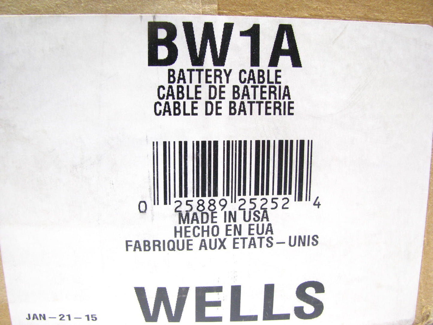 25 FEET - Wells BW1A BLACK 1 Gauge Battery Cable, Made In USA