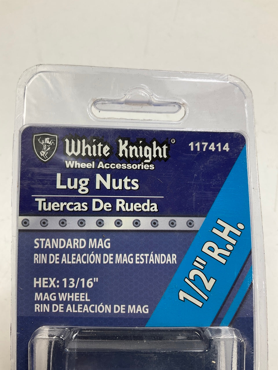 White Knight 117414 Wheel Lug Nuts - 1/2'' RH, 13/16'' Hex, Mag Wheel - 20/Pack