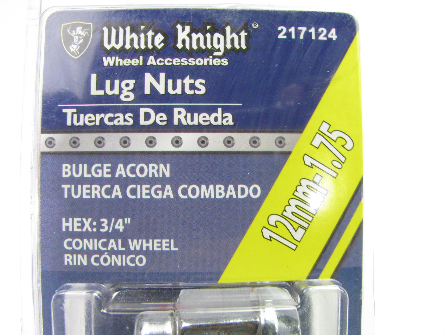 White Knight 217124 Wheel Lug Nuts - 12mm-1.75 Bulge Acorn 3/4'' Hex - 4/Pack