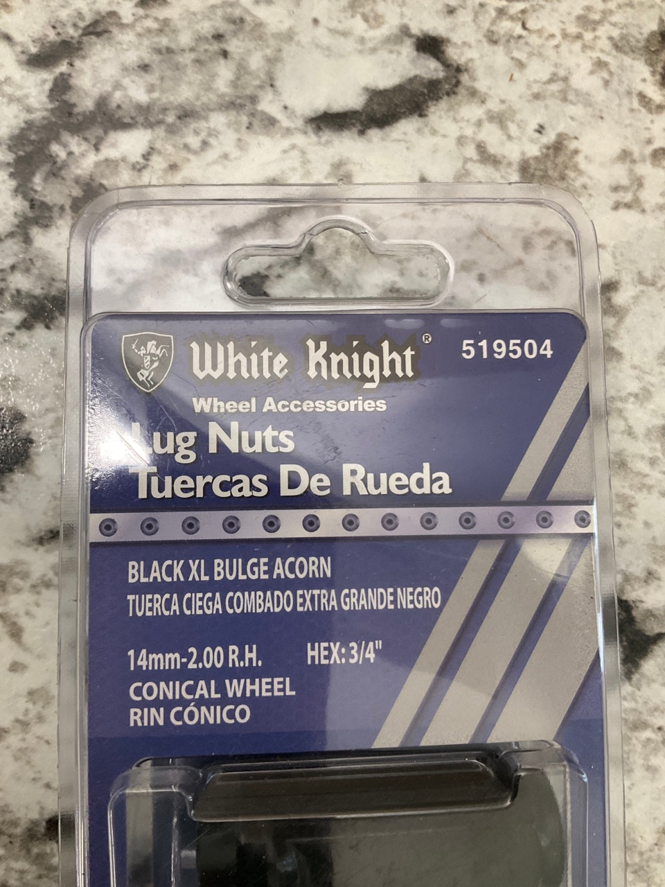 White Knight 519504 Wheel Lugs 14MM X 2.00 THREAD SIZE, 3/4'' HEX, 1.9'' Length