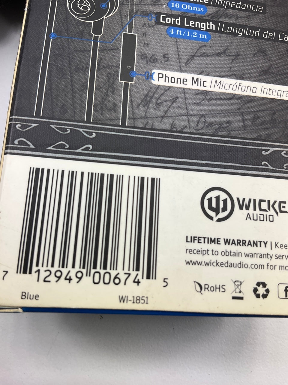 Wicked Audio WI-1851 In-Ear Deuce Earbud Headphones, Blue Ear Buds